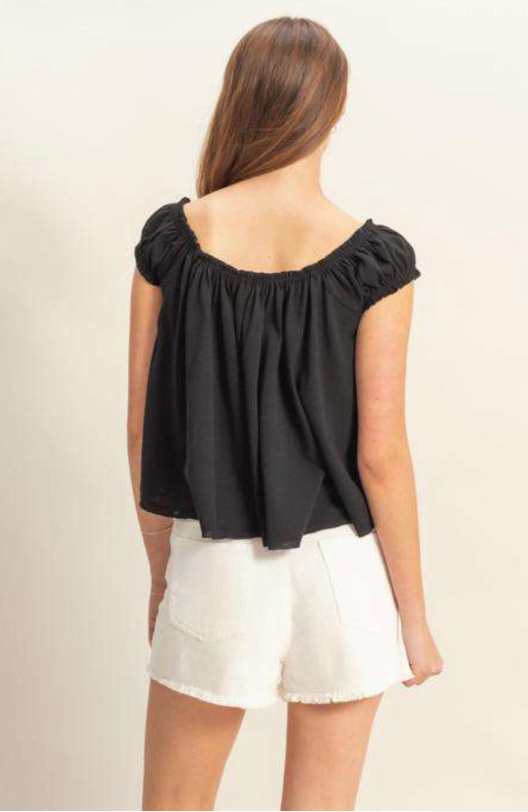 Cap Sleeve Peasant Blouse