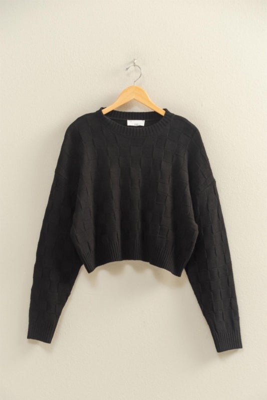 Black Check Texture Sweater