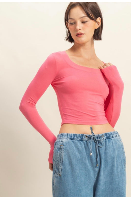 Basic Scoop Crop Long Sleeve