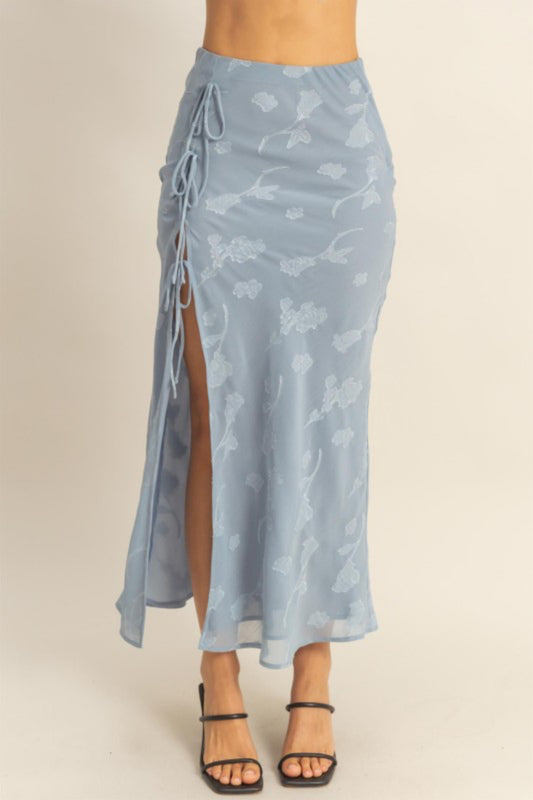 Floral Satin Tie Skirt