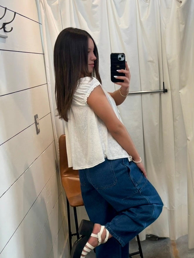 Cap Sleeve Peasant Blouse