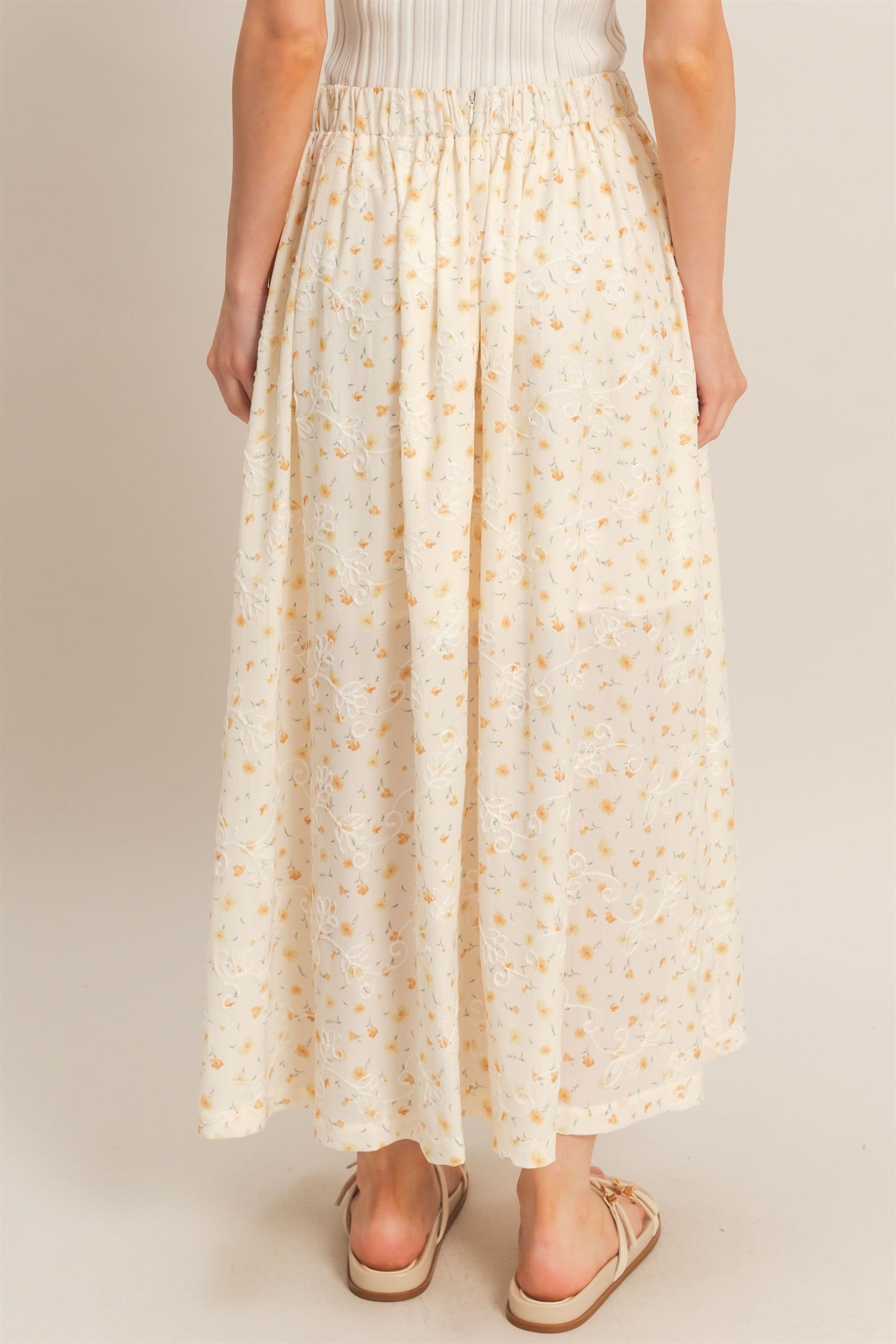 Ivory Yellow Floral Skirt