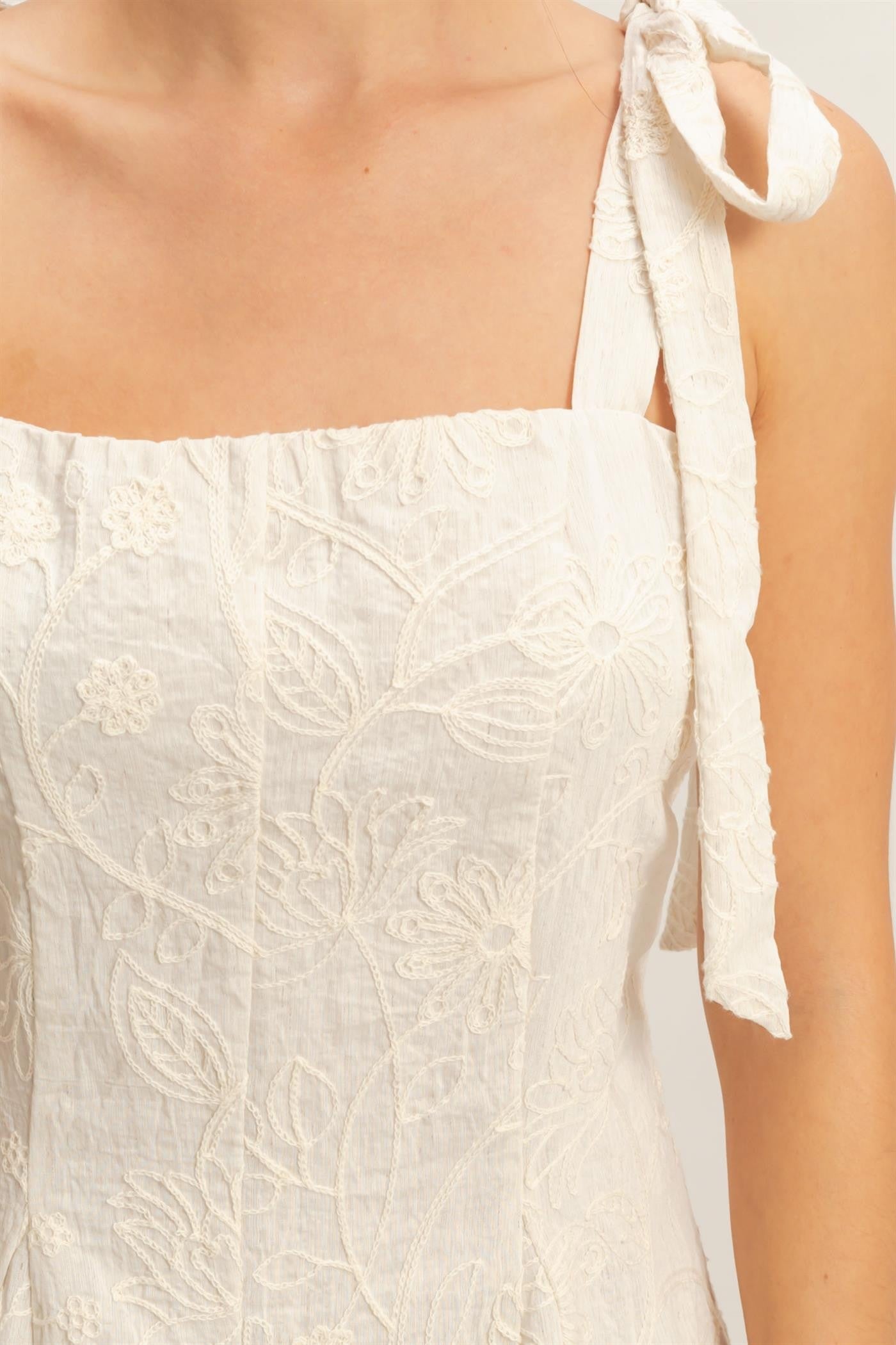 Ivory Emb Tie Romper