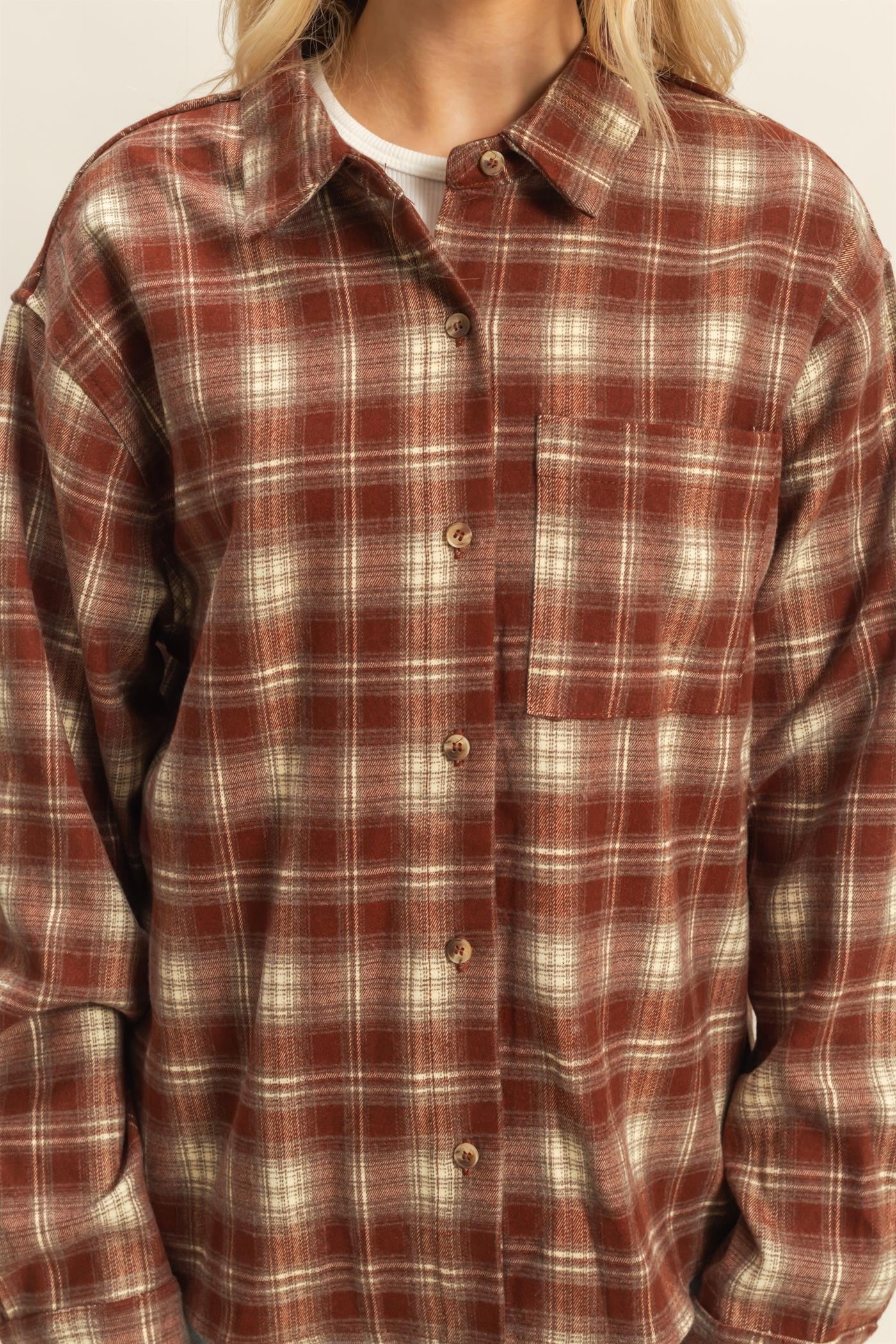 Rust Plaid Button Up