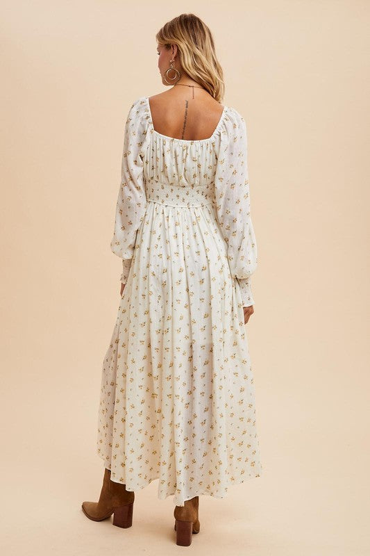 Vintage Cream Floral Dress