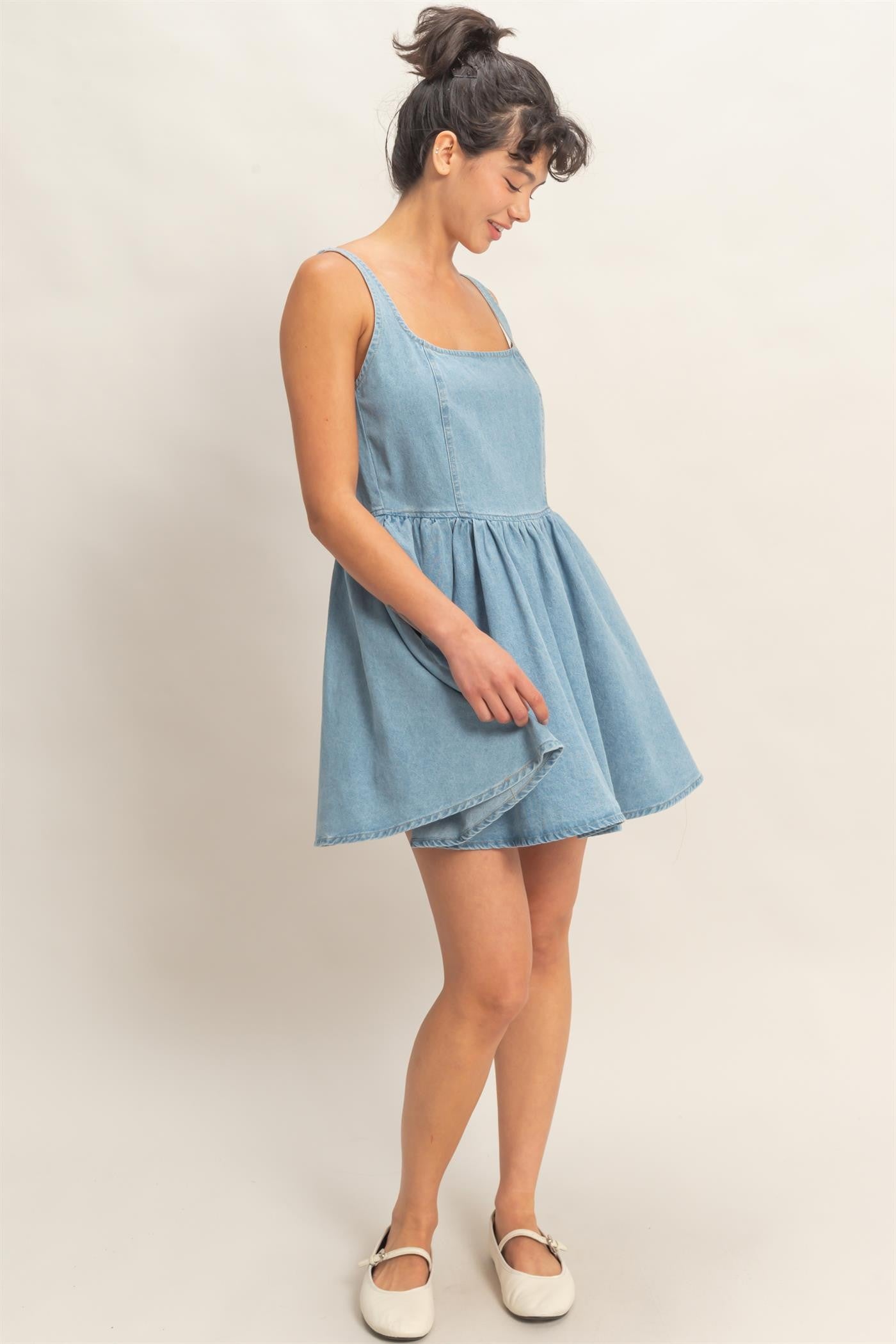 Square Denim Mini Dress