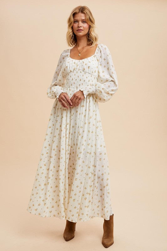 Vintage Cream Floral Dress