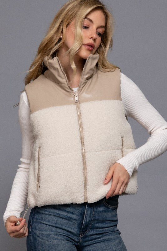 Sherpa Pleather Vest
