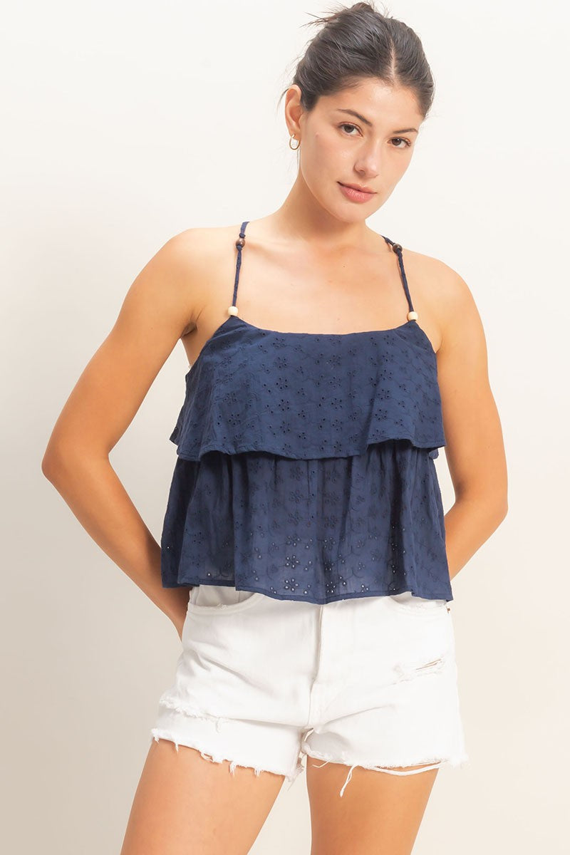 Tier Eyelet Babydoll Tank