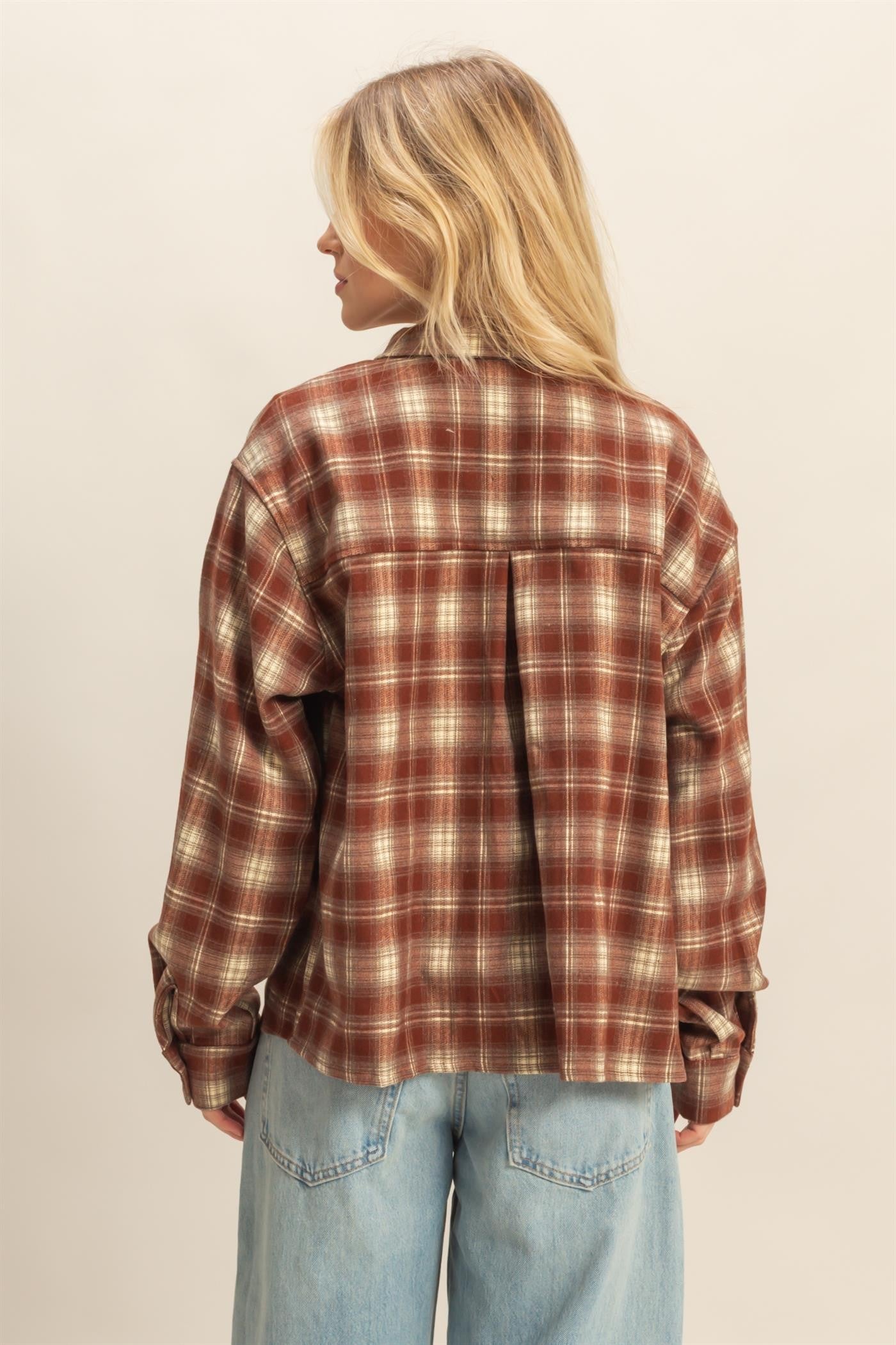 Rust Plaid Button Up