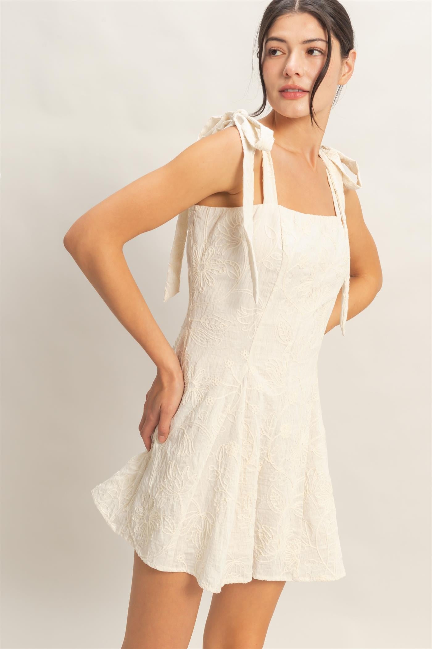Ivory Emb Tie Romper