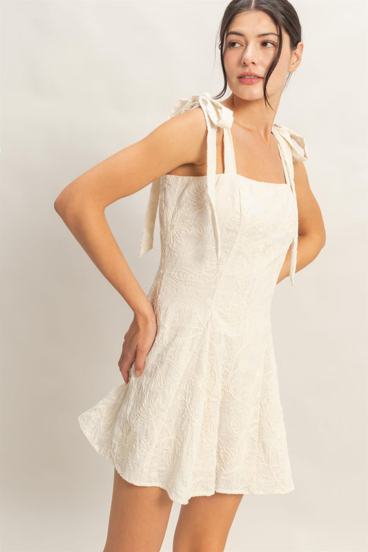 Ivory Emb Tie Romper