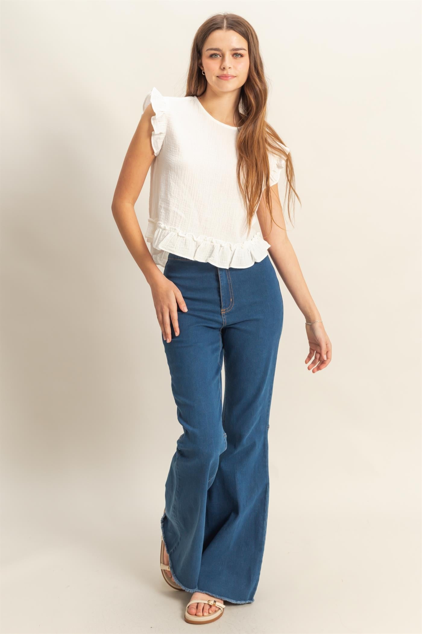 Ruffle Keyhole Top