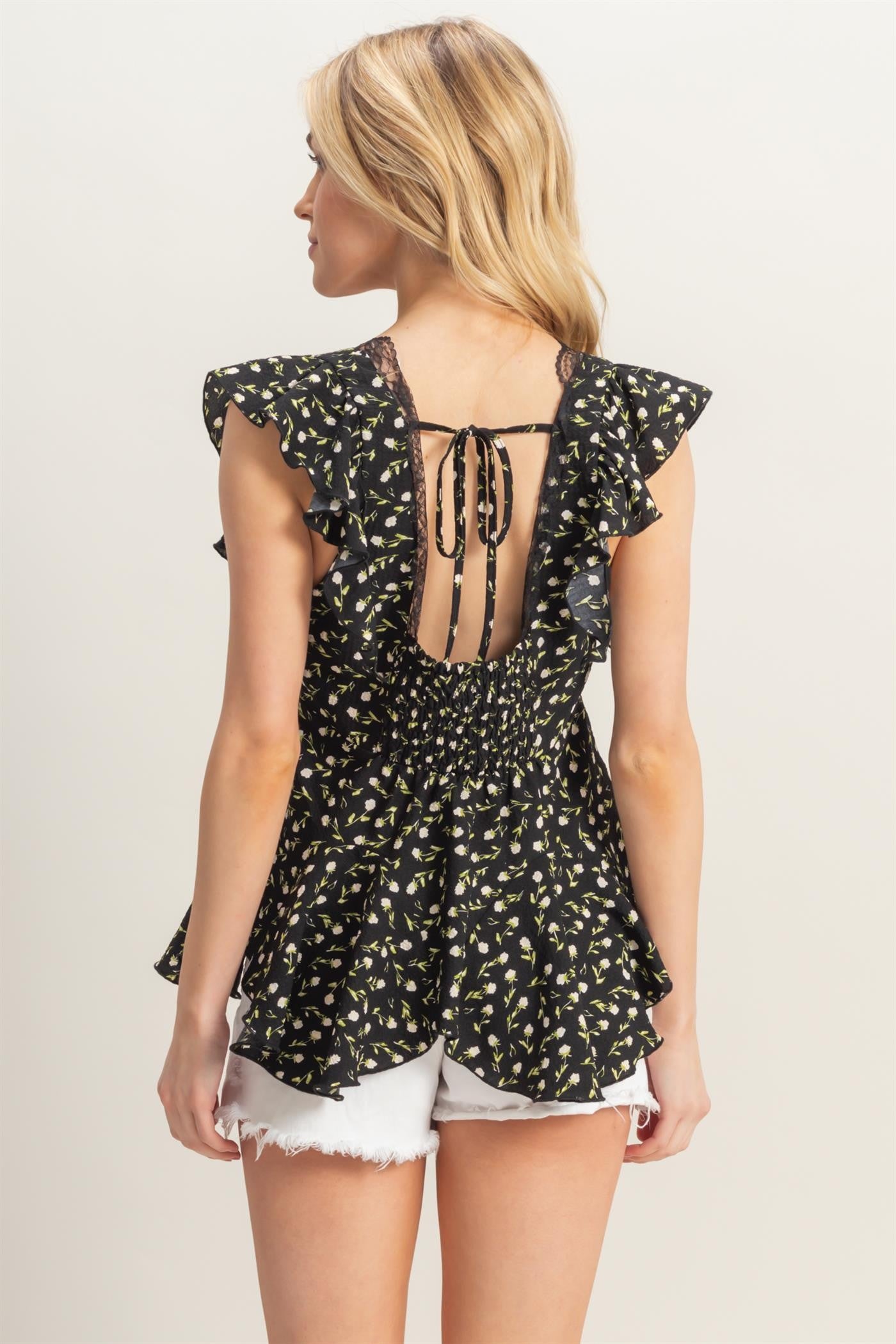 Floral Tissue Hem Blouse