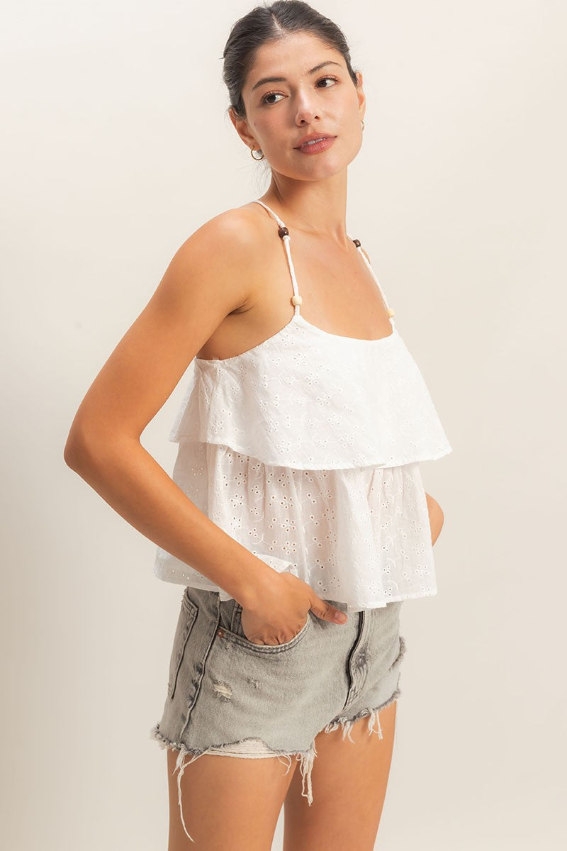 Tier Eyelet Babydoll Tank