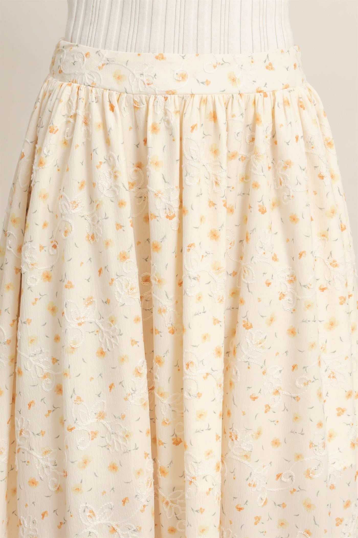 Ivory Yellow Floral Skirt