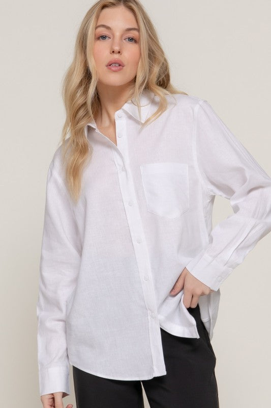 Linen Blend Button Up